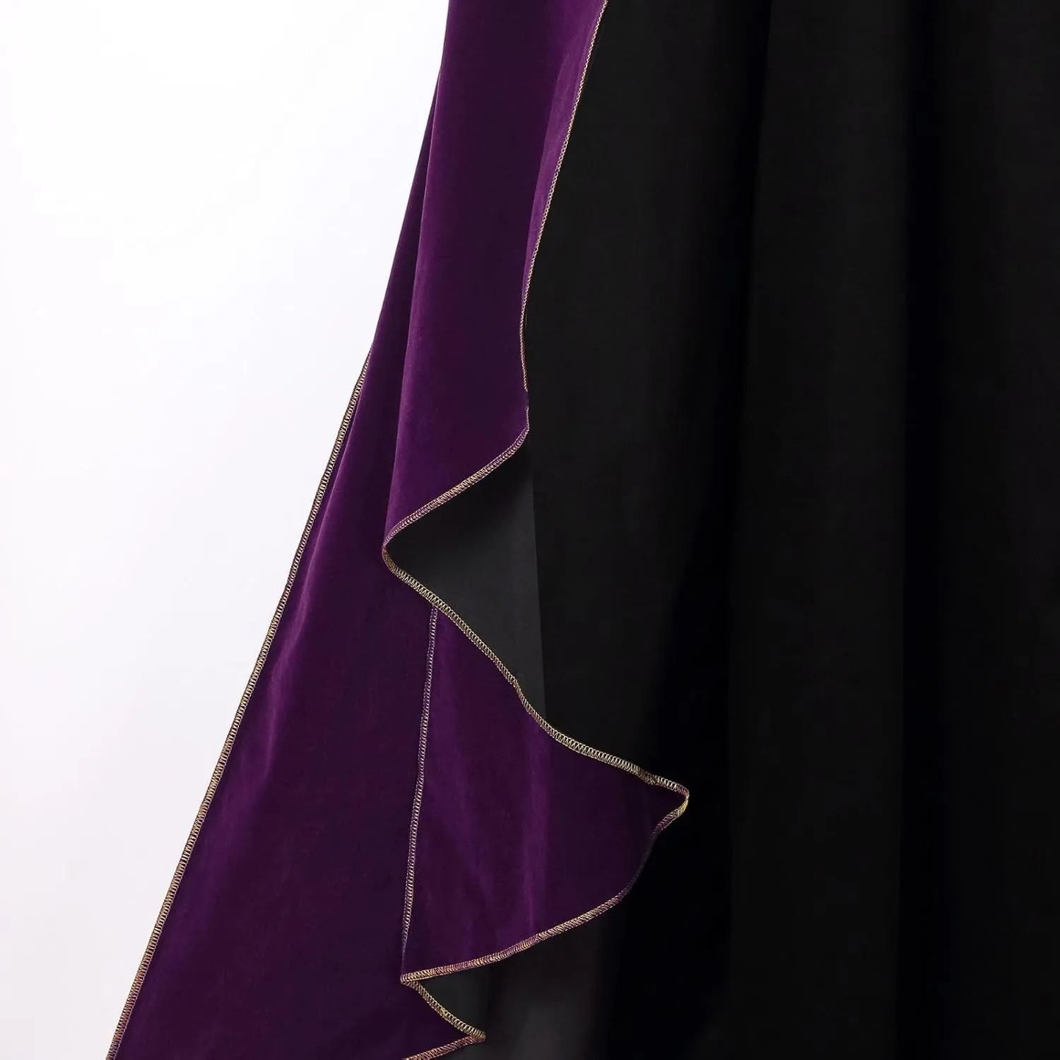 Womens Medieval Cloak Renaissance Victorian Deluxe Stand Collar Velvet Gold Trim Cape for Adult Halloween Cosplay
