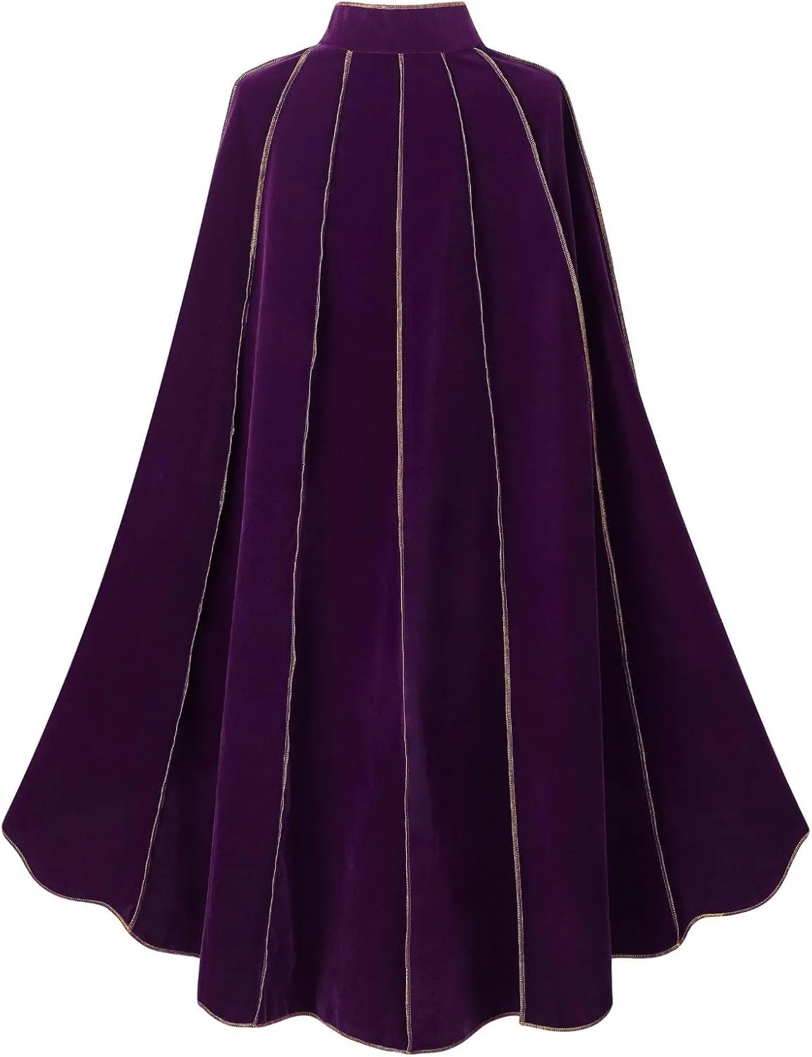 Womens Medieval Cloak Renaissance Victorian Deluxe Stand Collar Velvet Gold Trim Cape for Adult Halloween Cosplay
