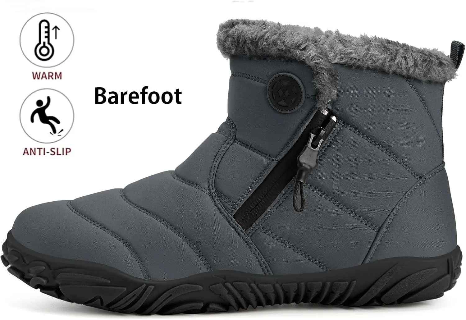Womens Mens Barefoot Boots Shoes | Winter Snow Boots | Warm Ankle Booties | Zero Drop Sole | Wide Toe Box |