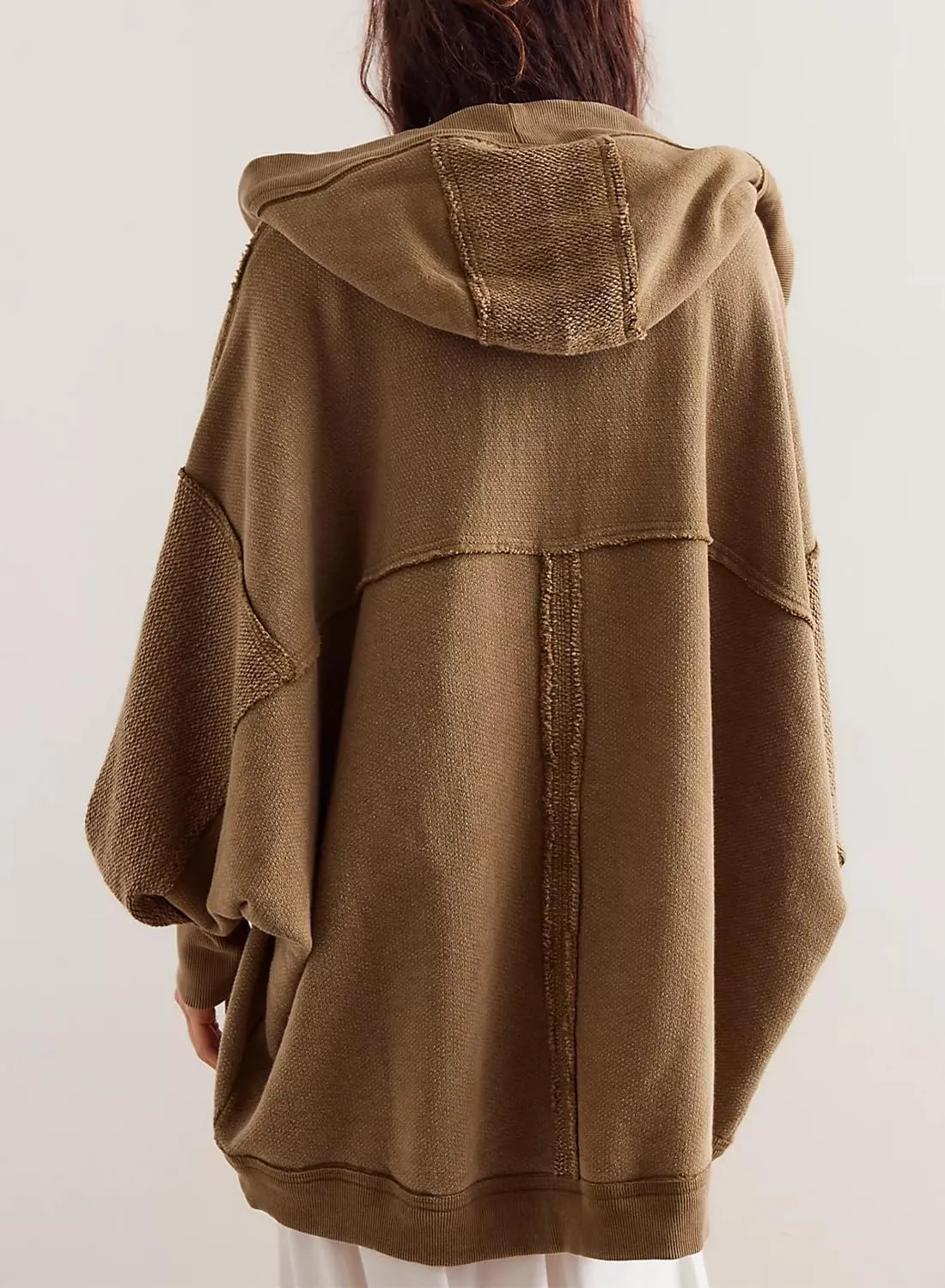 Womens Oversized Cardigan Hooded Open Front Sweatshirt Drop Shoulder Long Sleeve Fall Jackets Outwear