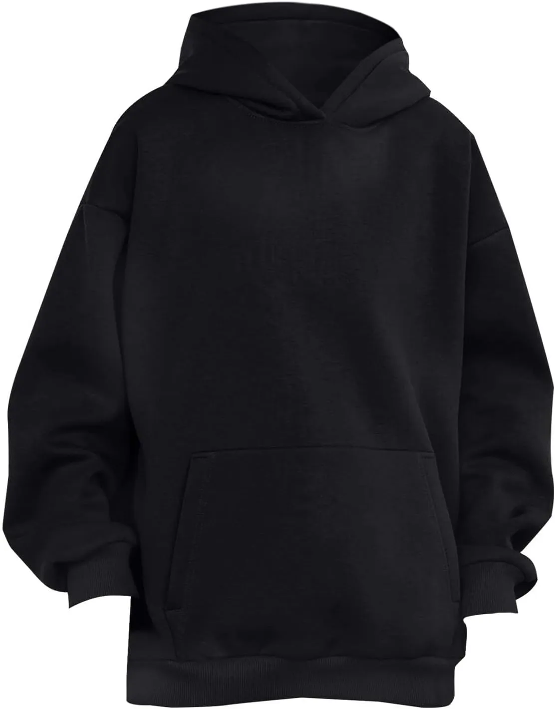 Womens Oversized Hoodie Fall Fashion 2024 Ribbed Cuffs Crewneck Sweatshirt Drop Shoulder Long Sleeve Tops With Pocket
