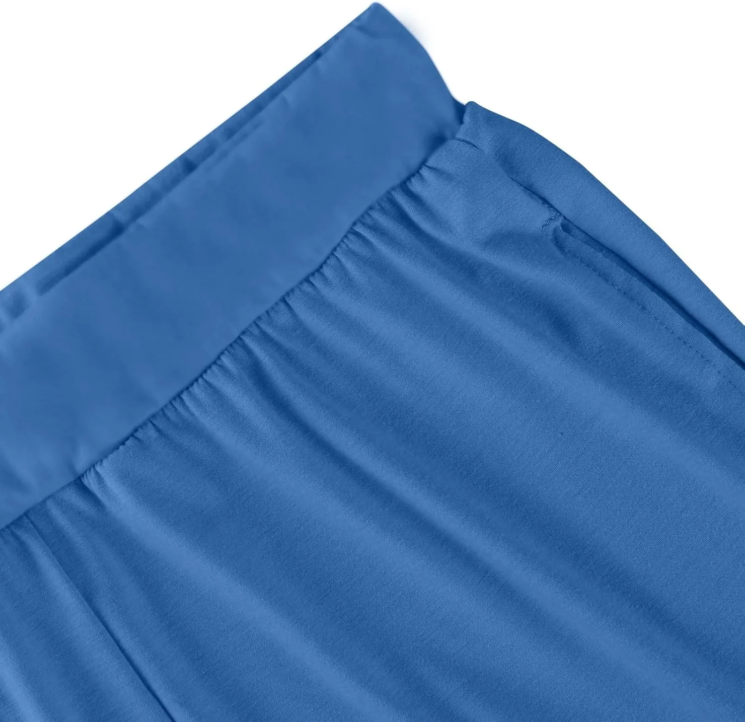 Women's Pants Wide Leg Long High Waisted Lounge Pants Stretchy Pleated Pull On Vacation Trousers with Pockets