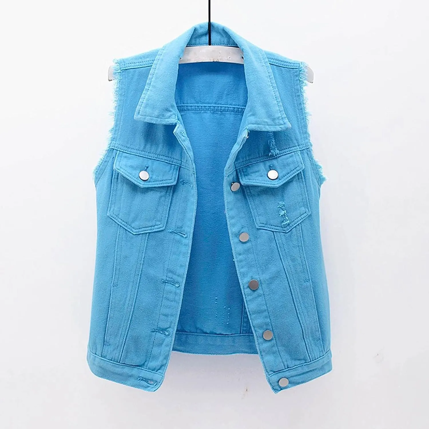 Womens Plain Vest Coat Sleeveless Denim Jacket 2025 Fall Fashion Outerwear Tops Casual Sexy Waistcoat Plus Size Coats