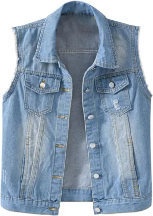 Womens Plain Vest Coat Sleeveless Denim Jacket 2025 Fall Fashion Outerwear Tops Casual Sexy Waistcoat Plus Size Coats