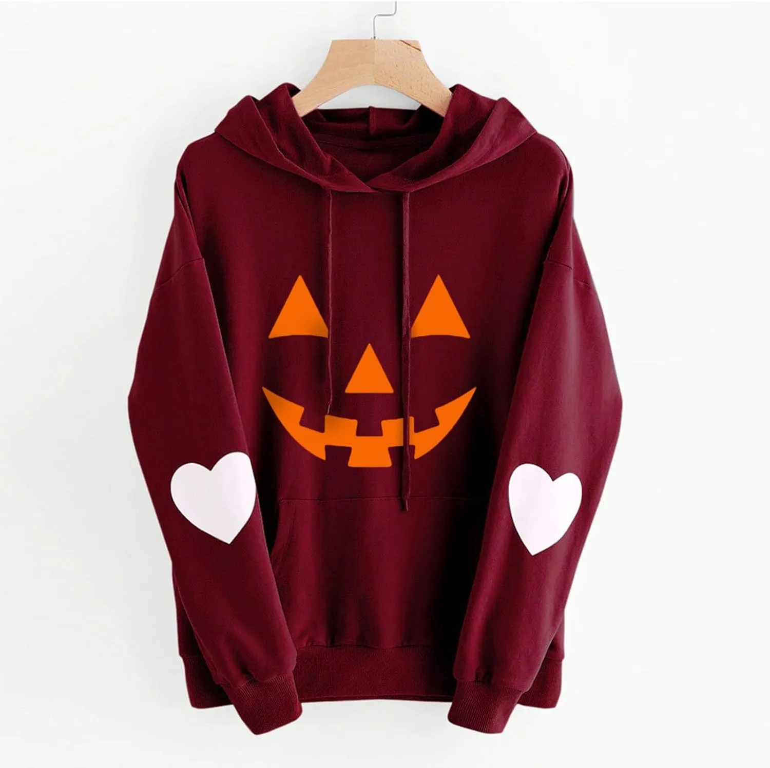 Womens Plus Size Halloween Hoodies Funny Pumpkin Printed Hooded Sweatshirts with Pocket Long Sleeve Oversized Shirts