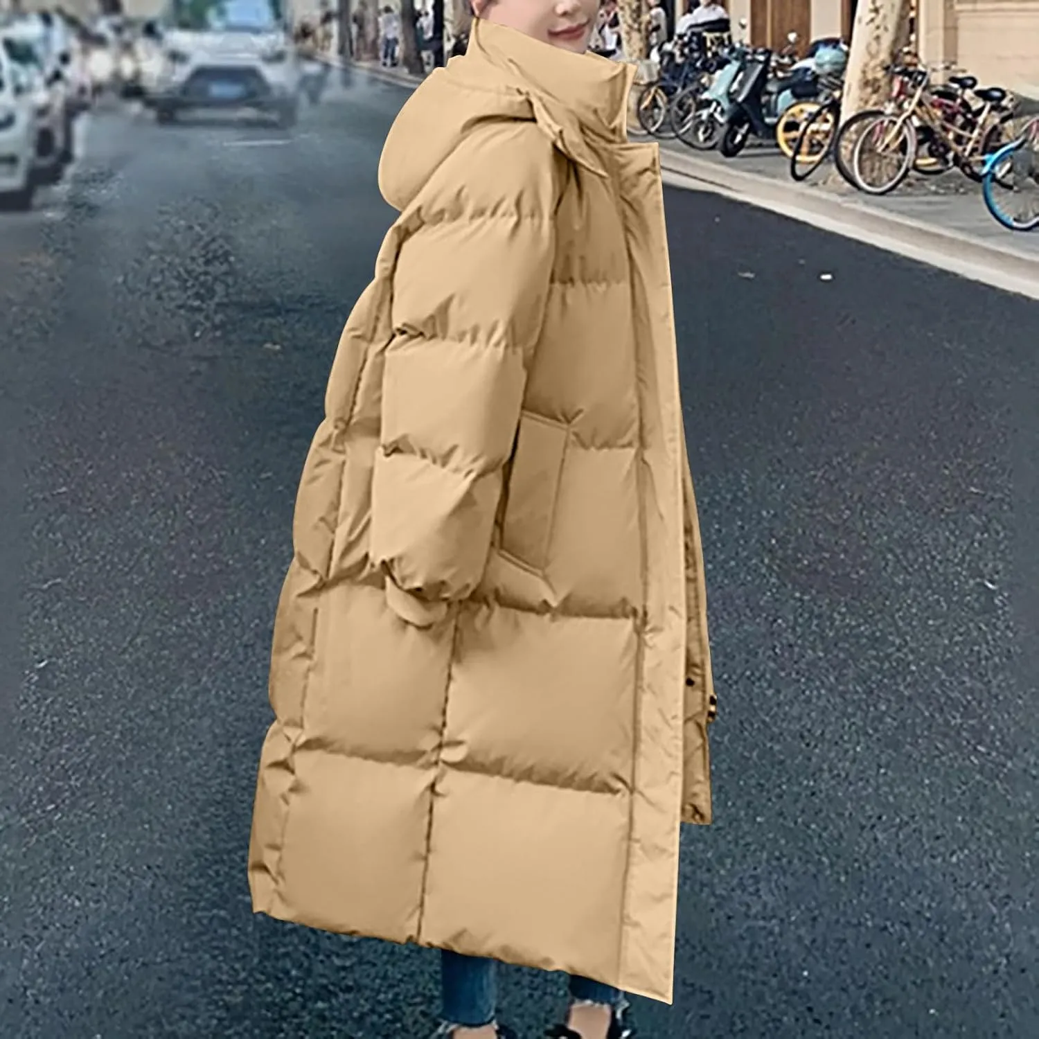 Women's Plus Size Puffer Jackets Winter Warm Long Thicken Parka Jacket Oversized Snow Quilted Outerwear Trench Coats