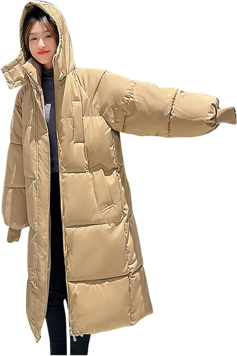 Women's Plus Size Puffer Jackets Winter Warm Long Thicken Parka Jacket Oversized Snow Quilted Outerwear Trench Coats