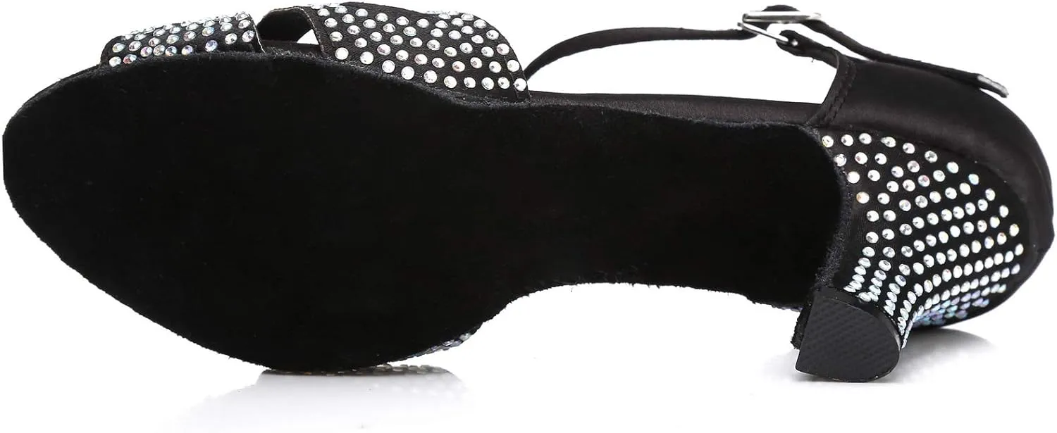 Women's Rhinestone Ballroom Dance Shoes Latin Salsa Performance Wedding Party 1920s Dance Shoes