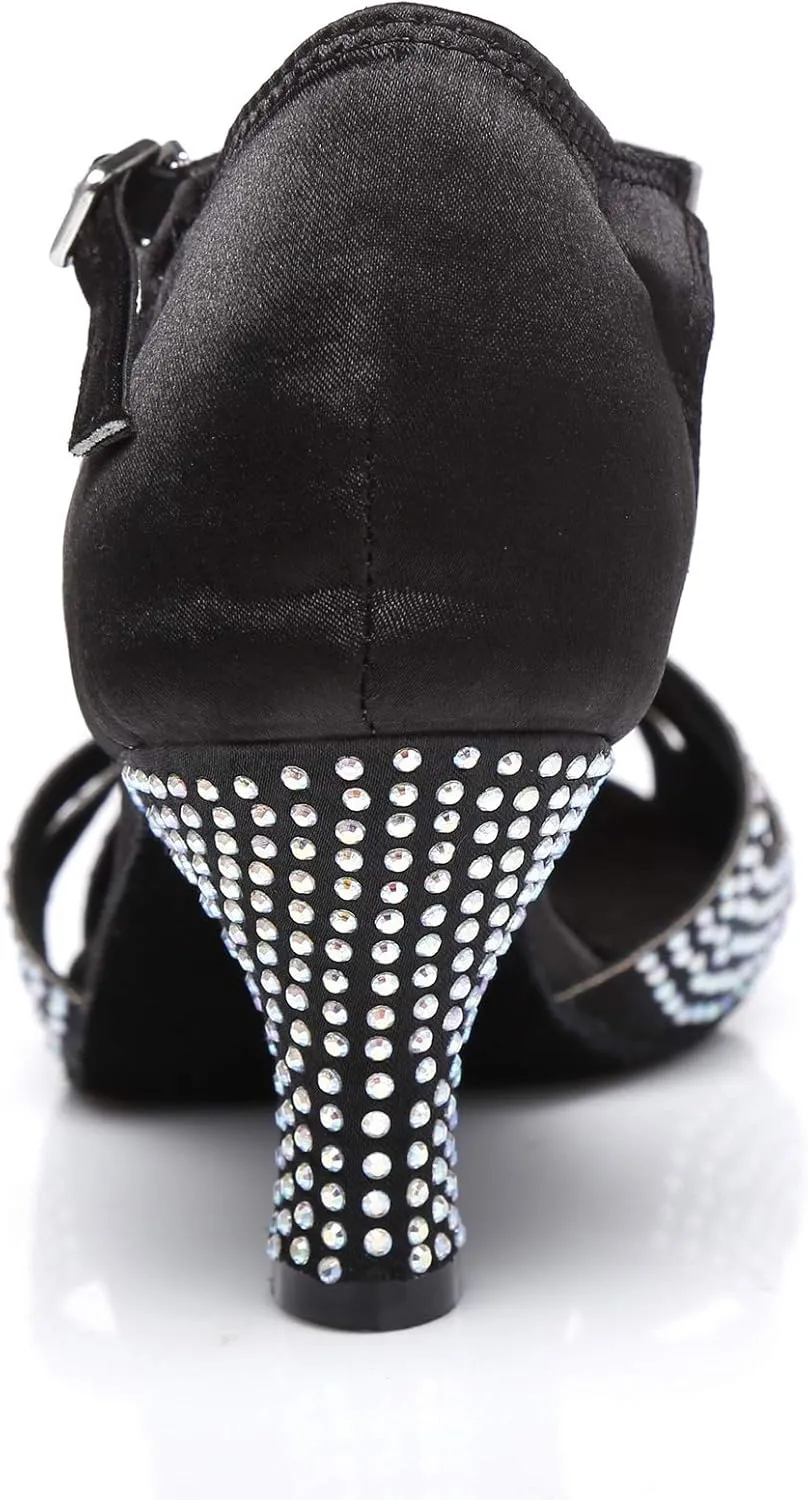 Women's Rhinestone Ballroom Dance Shoes Latin Salsa Performance Wedding Party 1920s Dance Shoes