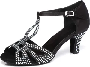 Women's Rhinestone Ballroom Dance Shoes Latin Salsa Performance Wedding Party 1920s Dance Shoes