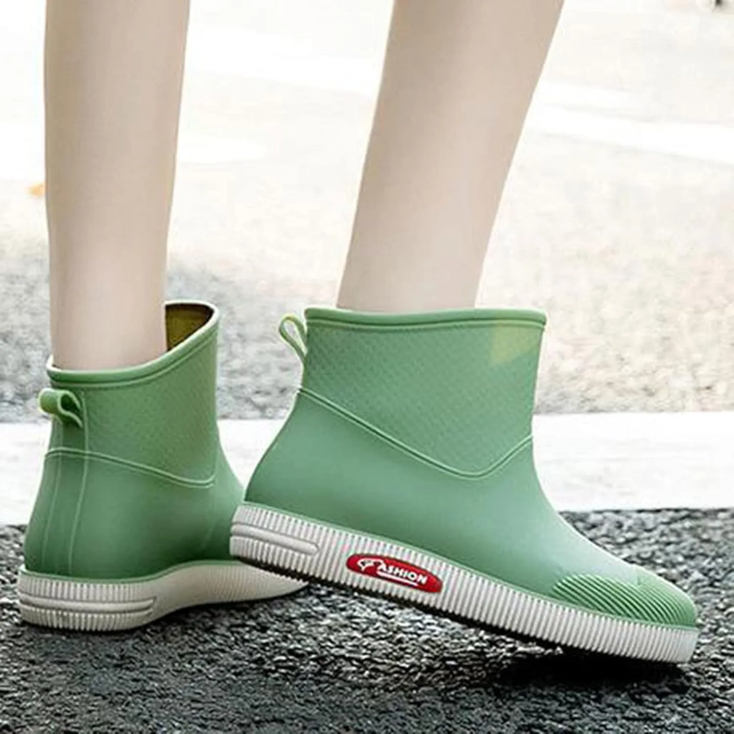 Womens Rubber Boots Womens Rain Boots for Boating Fishing Gardening Farming Mid Calf Anti-Slipping Rain Shoes