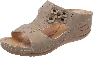 Womens Sandals Comfortable Dressy WedgeSandals for Women Open Toe BeachShoes Flower Serpentine Orthopedic Sandals