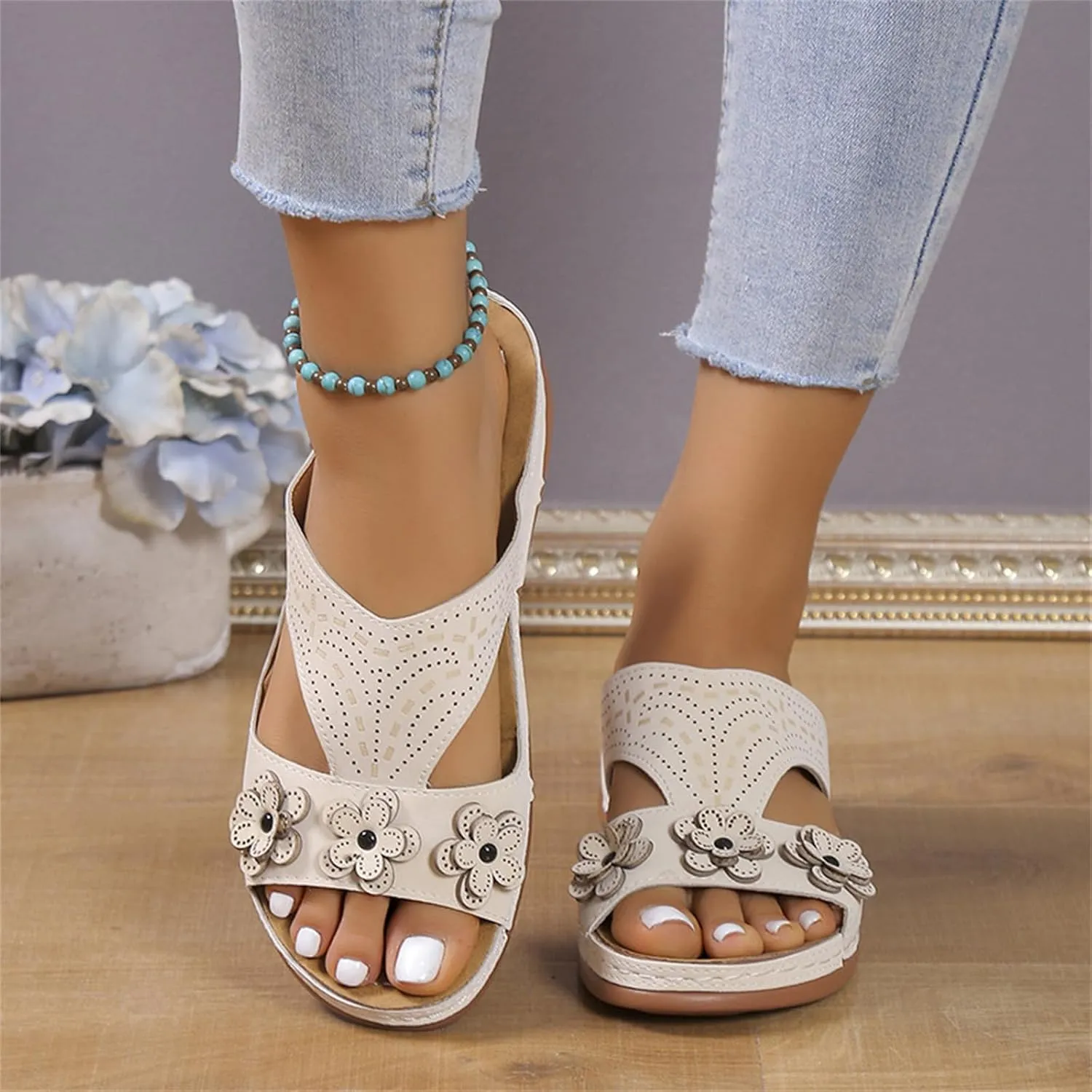 Womens Sandals Comfortable Support Walking Flip Flops Orthopedic Slippers Dressy Summer Orthotic Slides Beach Shoes 2024