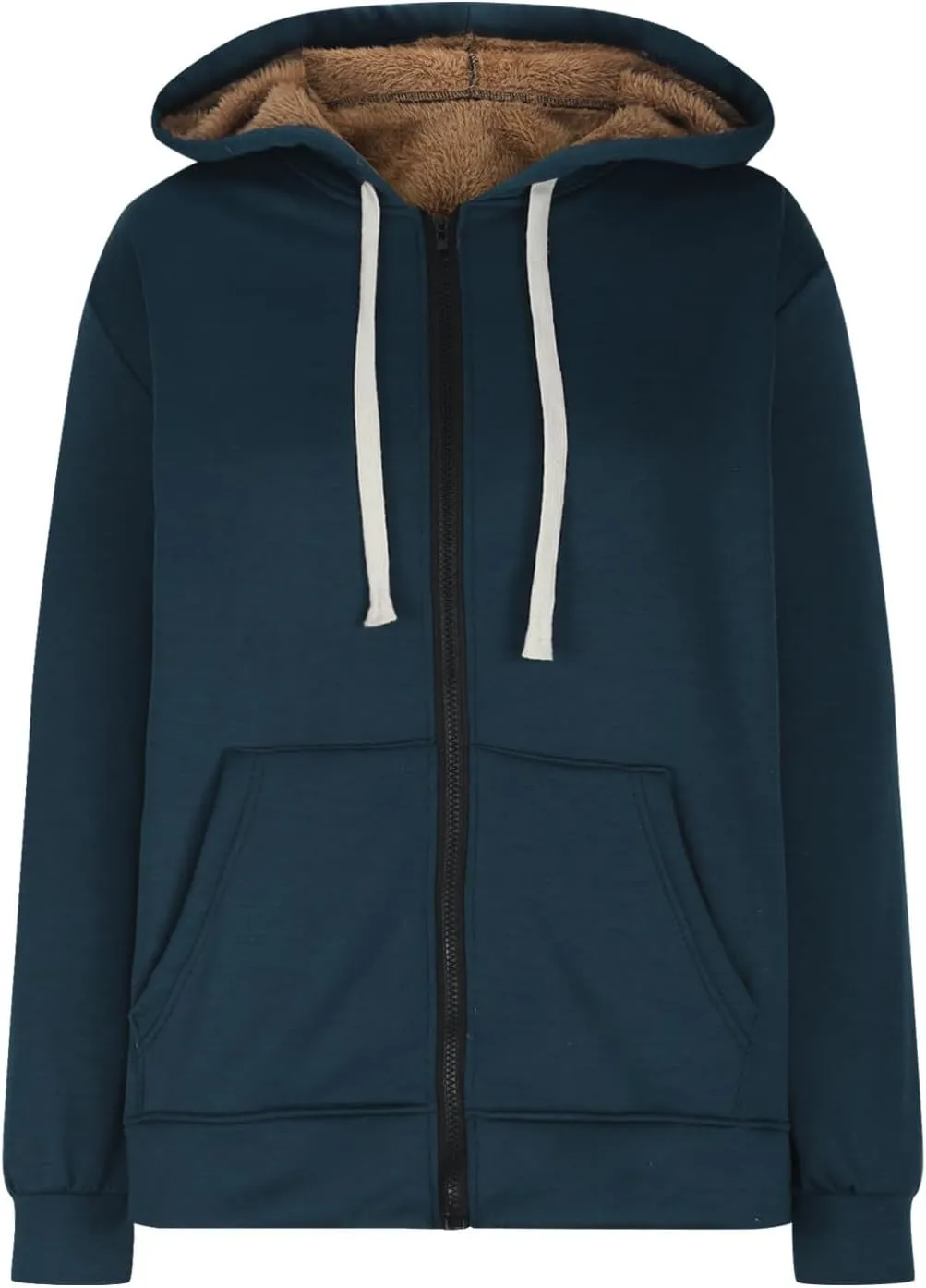 Womens Sherpa Lined Hoodie Soft Fleece Lined Zip Up Jacket Thick Warm Hooded Sweatshirt Fall Outfits Winter Clothes