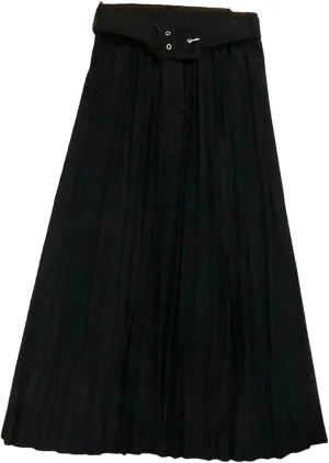 Womens Skirt High-Waisted Pleated Skirt Multicolor Long Commute A- Line Office Lady Midi Skirt