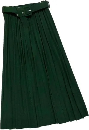 Womens Skirt High-Waisted Pleated Skirt Multicolor Long Commute A- Line Office Lady Midi Skirt