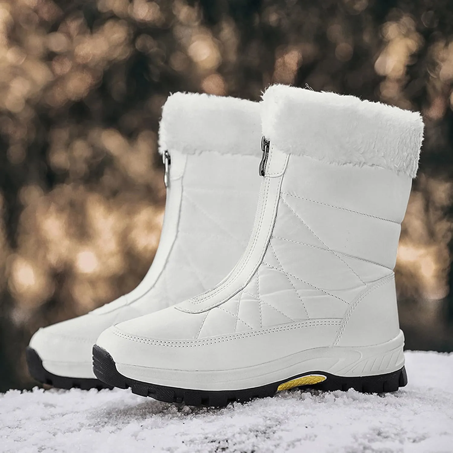 Women's Snow Boots Size 9 Womens Waterproof Winter Boots Ankle Zip Boots Winter Fur Tall Snow Boots Waterproof Insulated Botas Calientes Para Mujer De Invierno