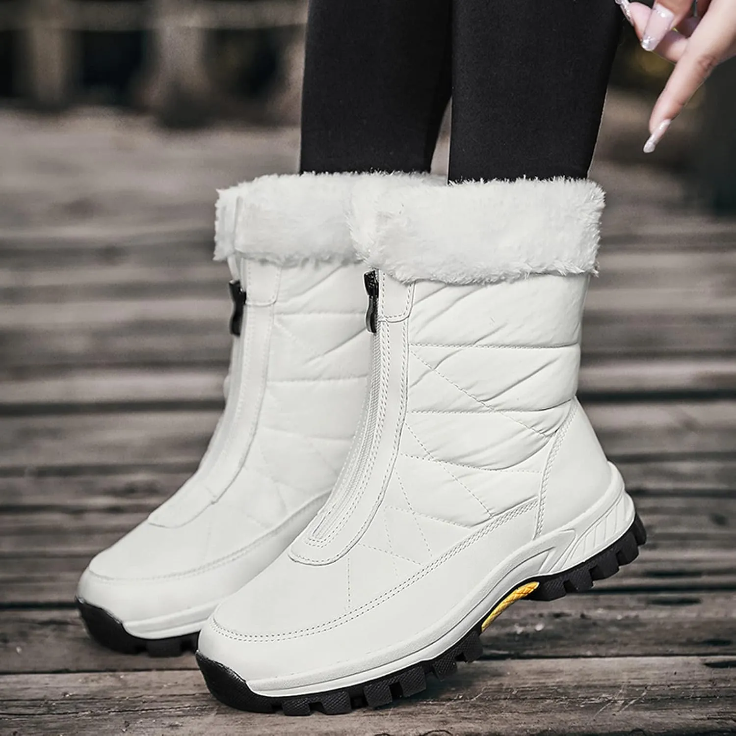 Women's Snow Boots Size 9 Womens Waterproof Winter Boots Ankle Zip Boots Winter Fur Tall Snow Boots Waterproof Insulated Botas Calientes Para Mujer De Invierno