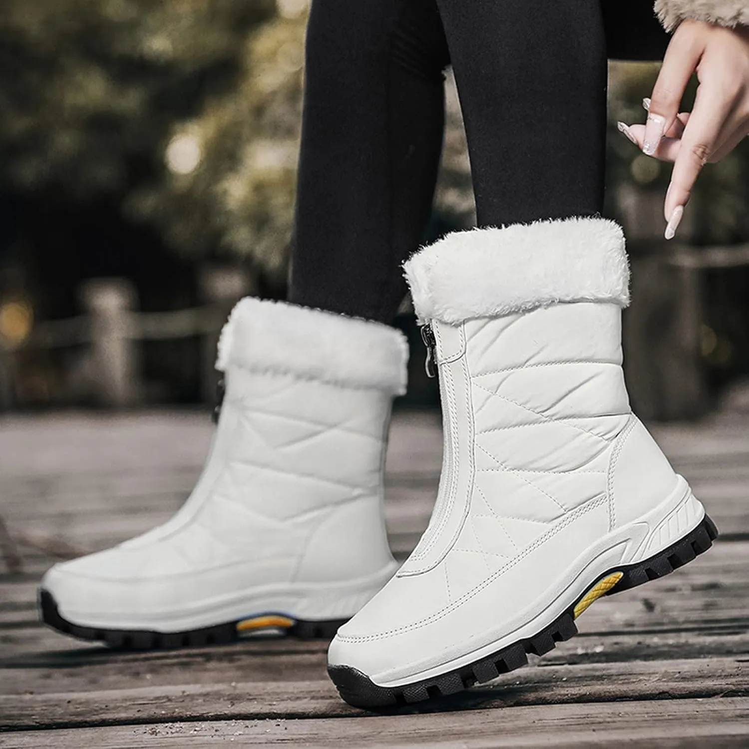Women's Snow Boots Size 9 Womens Waterproof Winter Boots Ankle Zip Boots Winter Fur Tall Snow Boots Waterproof Insulated Botas Calientes Para Mujer De Invierno