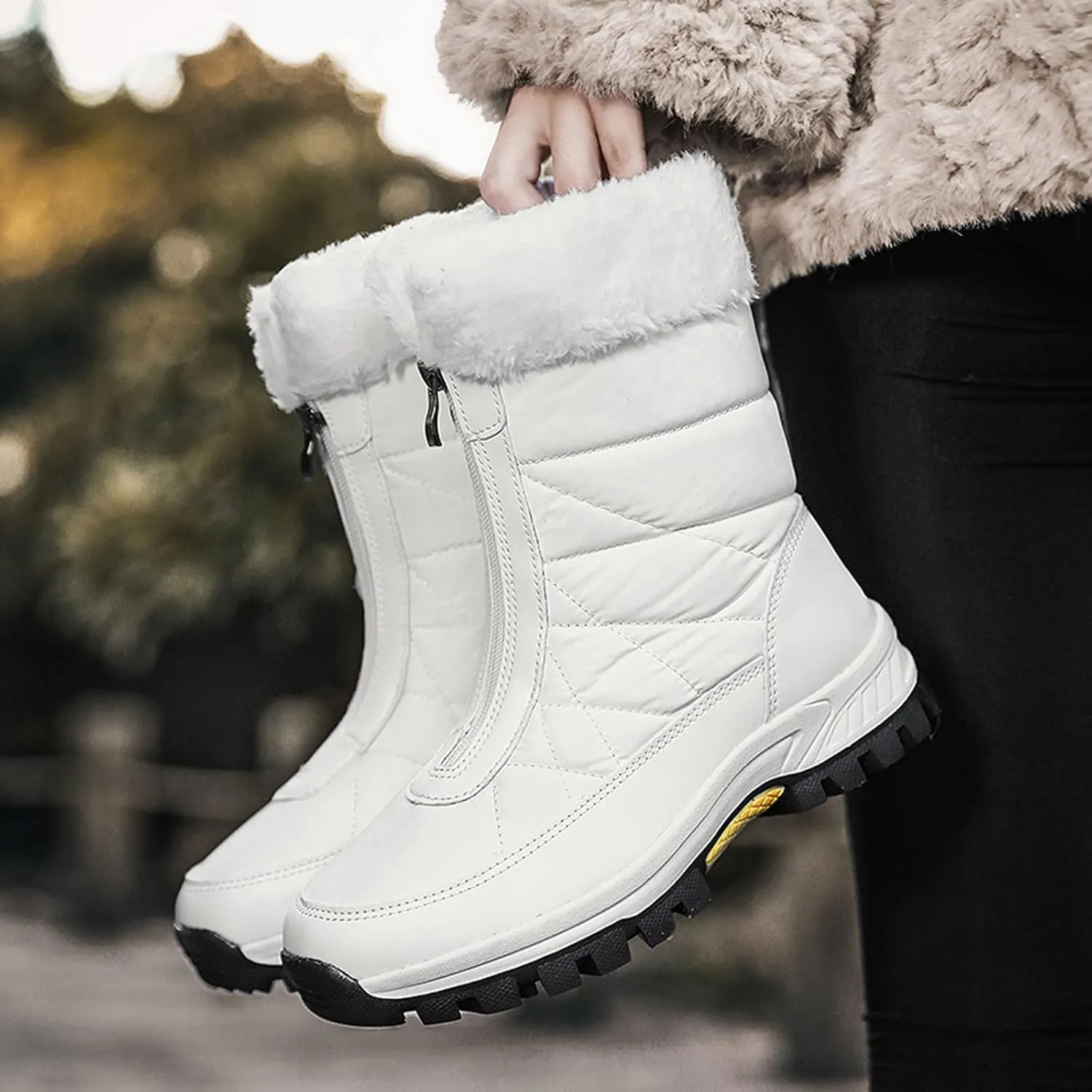 Women's Snow Boots Size 9 Womens Waterproof Winter Boots Ankle Zip Boots Winter Fur Tall Snow Boots Waterproof Insulated Botas Calientes Para Mujer De Invierno
