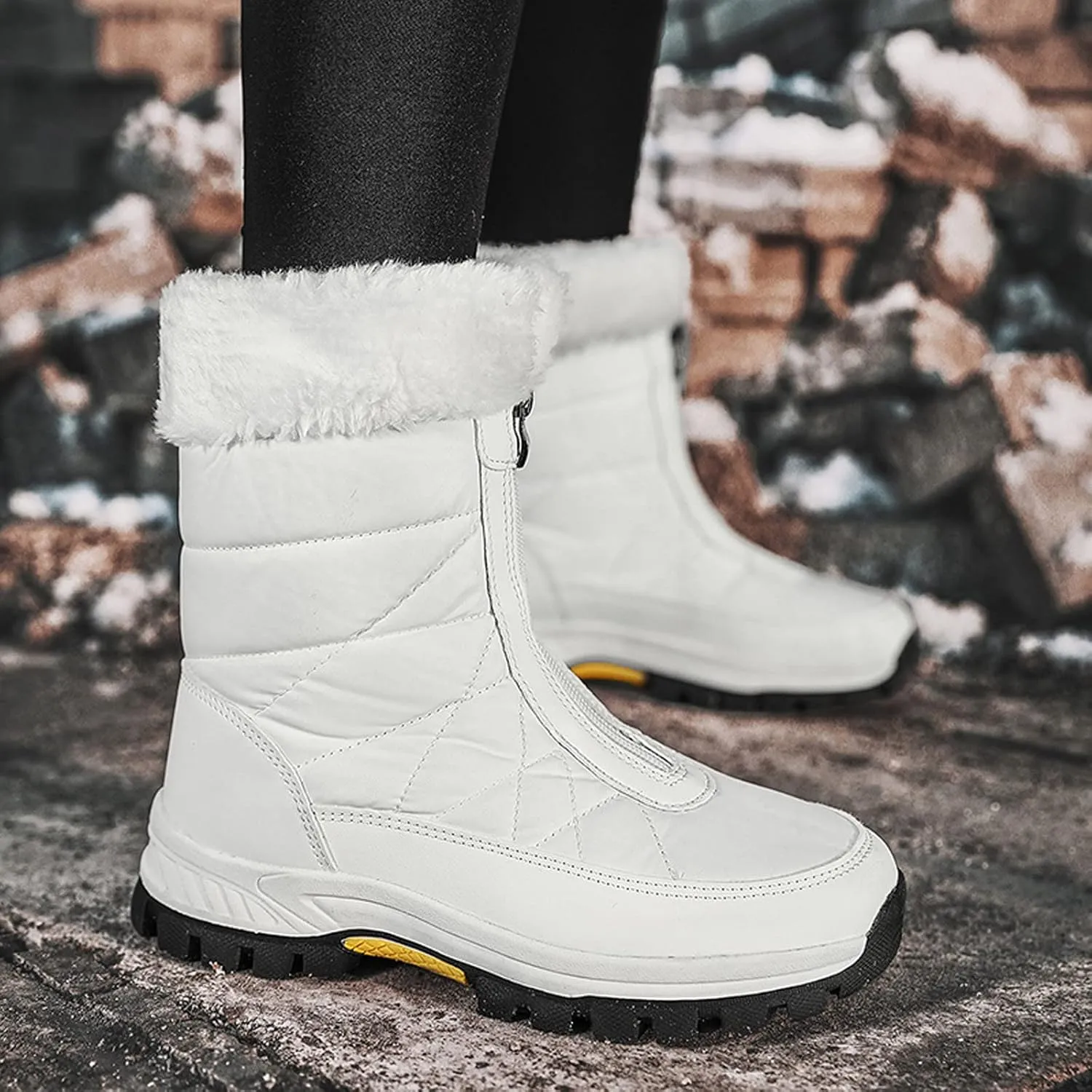 Women's Snow Boots Size 9 Womens Waterproof Winter Boots Ankle Zip Boots Winter Fur Tall Snow Boots Waterproof Insulated Botas Calientes Para Mujer De Invierno