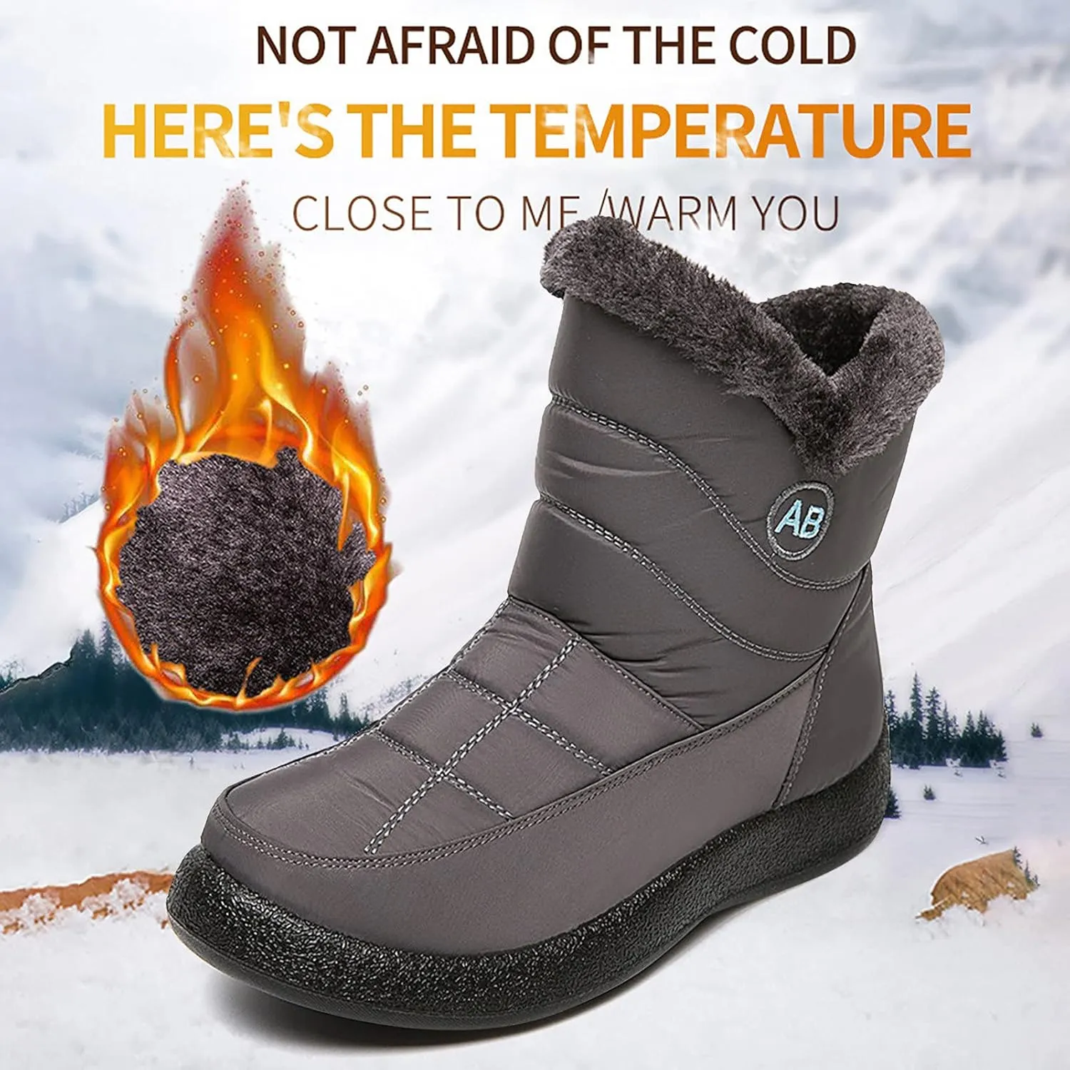 Women's Snow Boots Waterproof Insulated Snow Booties for Women Waterproof Snow Boots for Women 7.5 Wide Women's Winter Booties Slippers Tall Winter Boots for Women with Heel