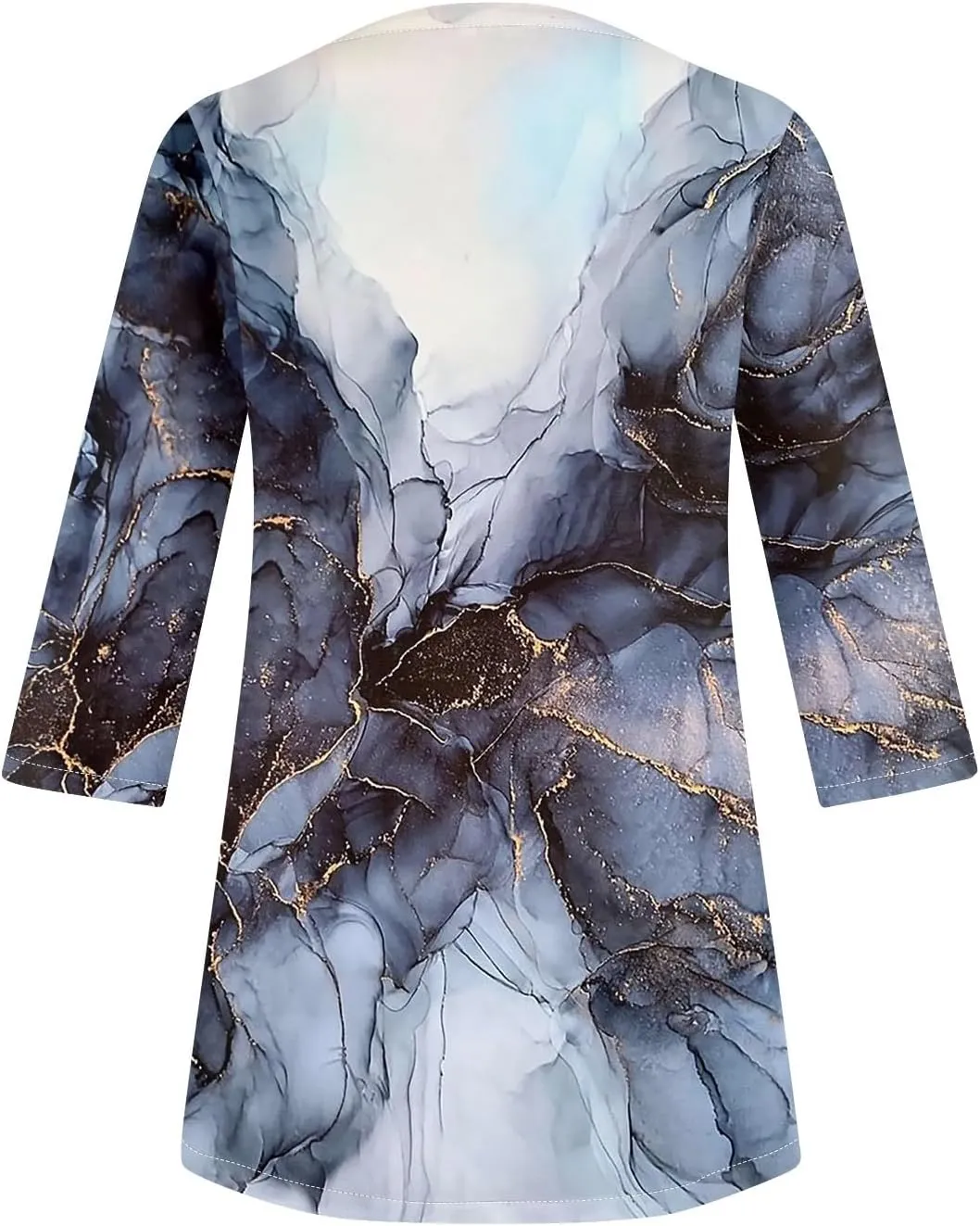 Womens Summer 3/4 Length Sleeve Tunic Tops Trendy Plus Size Flowy Long Sleeve Shirts Casual Elegant Floral Blouses