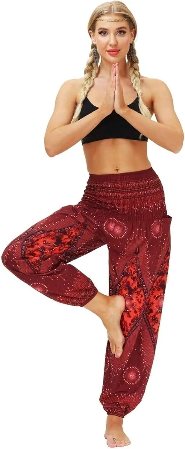 Women's Summer Pants Long Harem Pants, Bohemian Beach Casual Pants Loose Fit Jogging Pants Soft Women's Pants