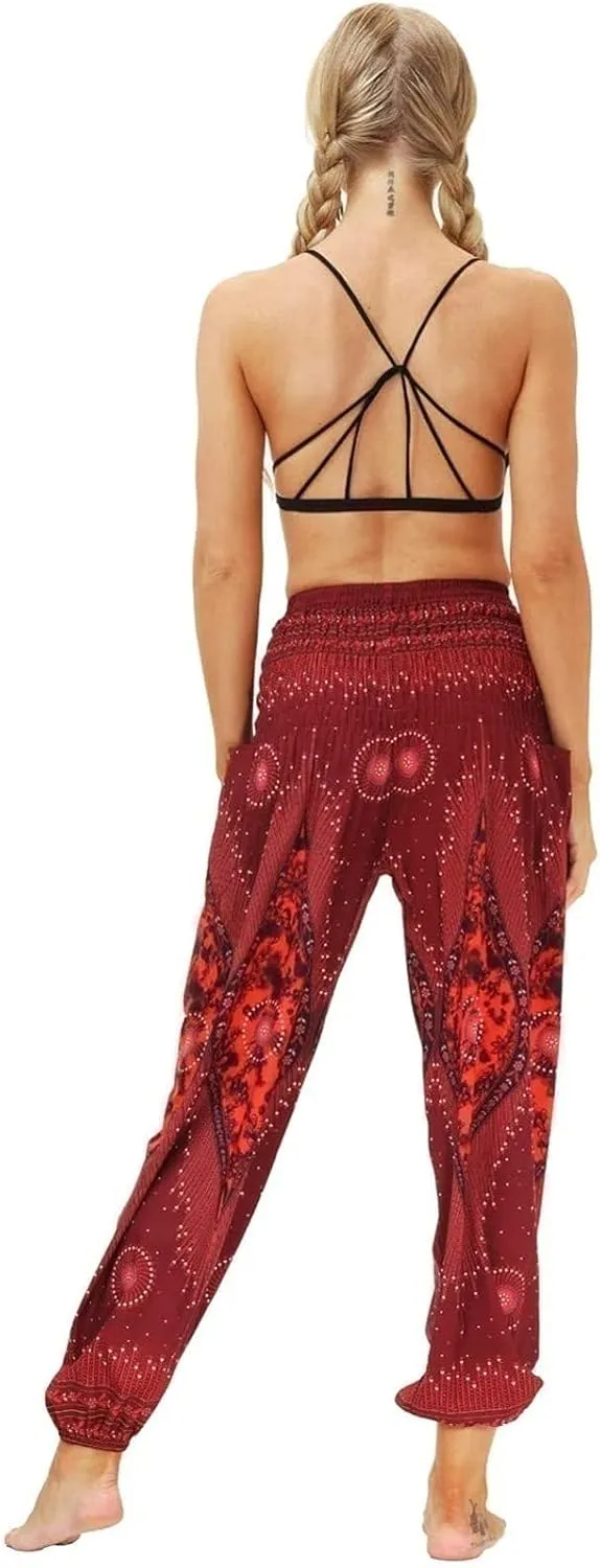 Women's Summer Pants Long Harem Pants, Bohemian Beach Casual Pants Loose Fit Jogging Pants Soft Women's Pants