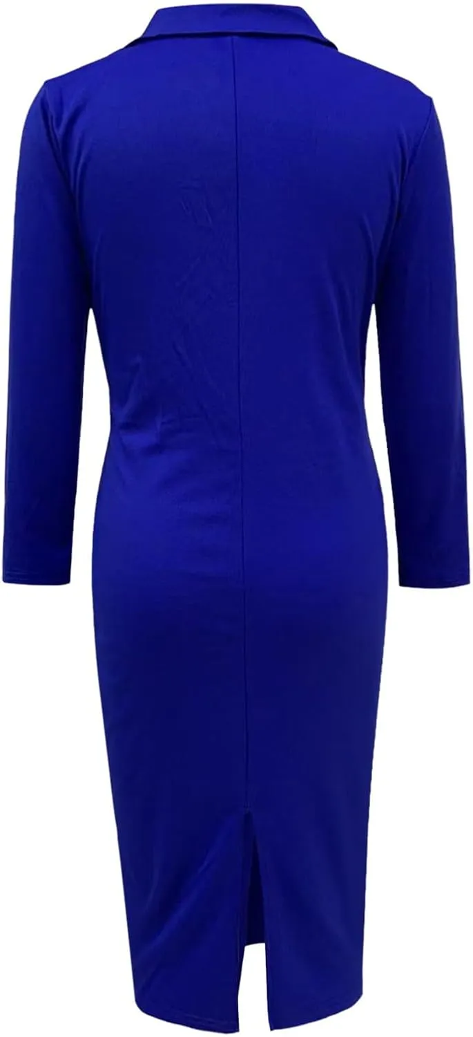 Women's Summer Soild Midi Bodycon Dresses Half Puff Sleeve Ruched Bodycon Cocktail Party Pencil Formal Dress