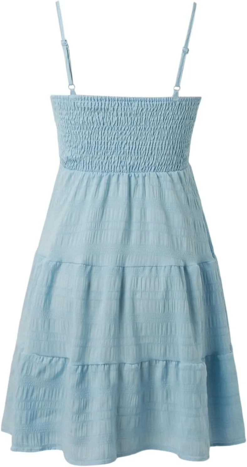 Women's Sundress Smock Cami Mini Dress Sleeveless Swing A Line Short Dresses Ruffle Casual Cute Summer Dresses
