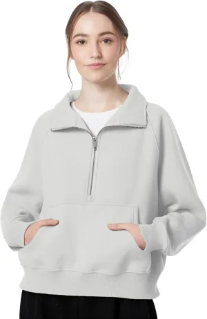 Womens Sweatshirts Half Zip Pullover Fleece Fall outfits Clothes Oversized Hoodies Sweaters