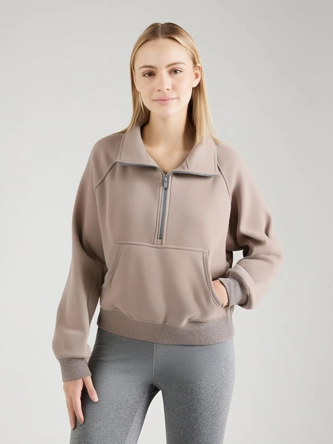 Womens Sweatshirts Half Zip Pullover Fleece Fall outfits Clothes Oversized Hoodies Sweaters