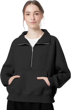 Womens Sweatshirts Half Zip Pullover Fleece Fall outfits Clothes Oversized Hoodies Sweaters