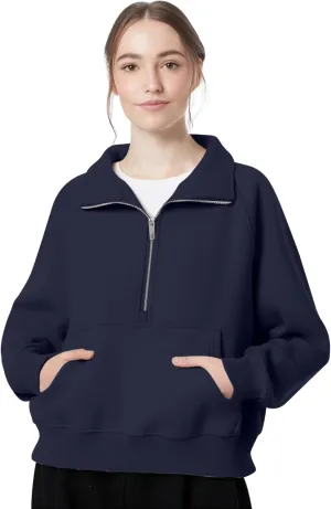 Womens Sweatshirts Half Zip Pullover Fleece Fall outfits Clothes Oversized Hoodies Sweaters