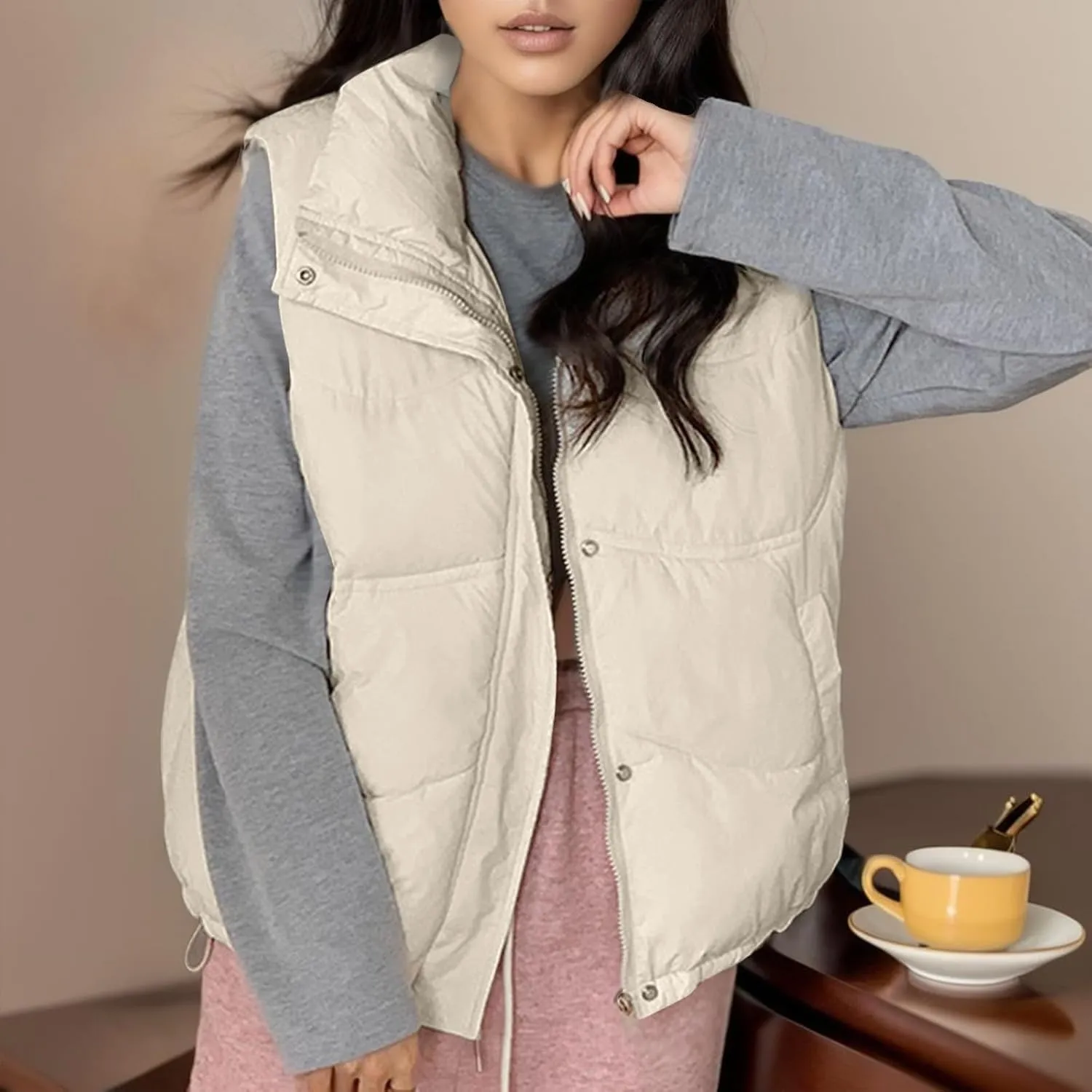 Womens Tank Lightweight Warm Puffer Vests Comfortable Down Outerwear Cotton Coat Fleece Wool Lined Winter 2023 Trendy