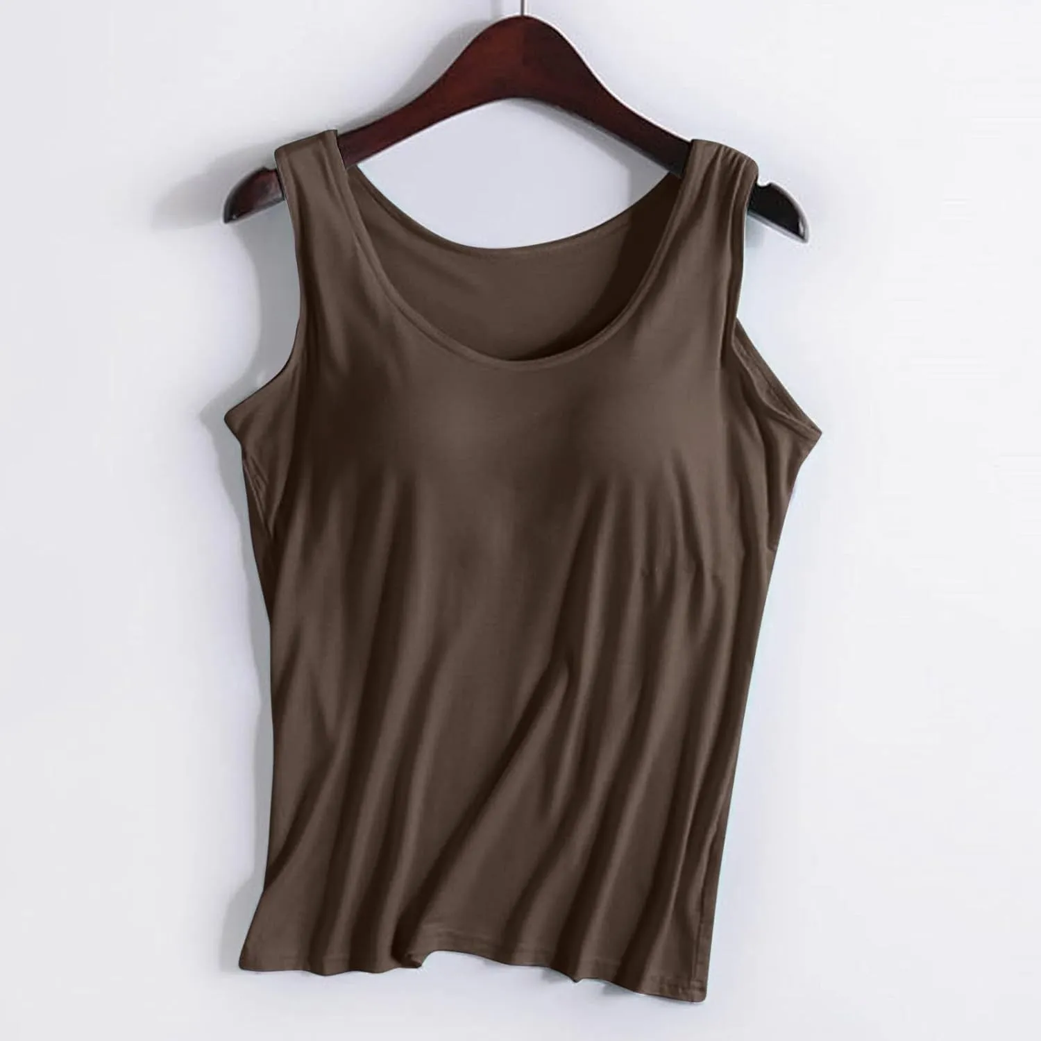 Womens Tank Tops with Built in Bra Basic Workout Camisole Top 2025 Scoop Neck Sleeveless Padded Undershirts
