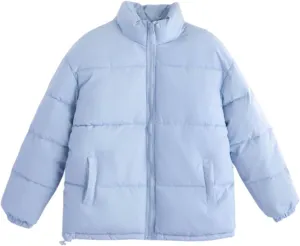Women's Thickened Warm Winter Puffer Coats Long Sleeve Stand Collar Quilted Down Jackets Bubble Padded Snow Jackets
