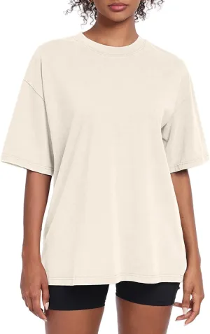 Womens Washed Vintage Oversized T-Shirt Casual Baggy Streetwear Boyfriend Tee Workout Short Sleeve Cotton Tops