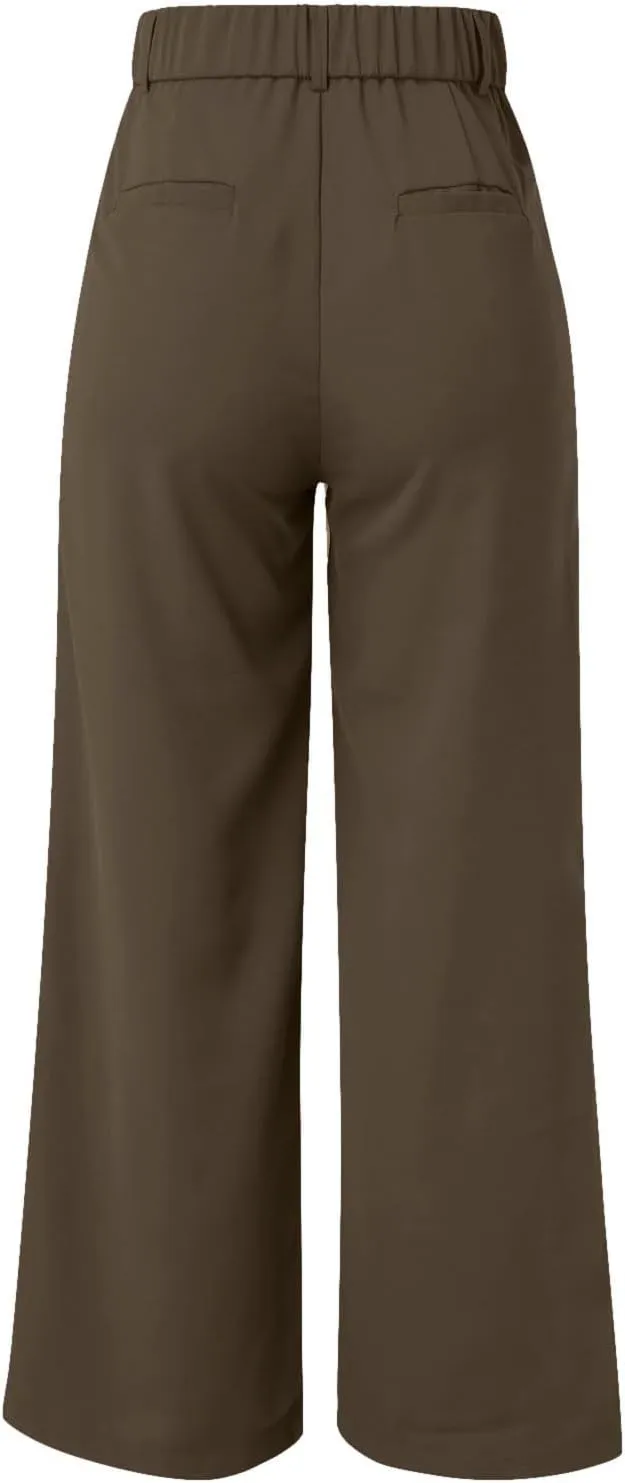 Womens Wide Leg Pants for Work Business Casual High Waisted Dress Pants Plus Size Trendy Elegant Flowy Trousers Office