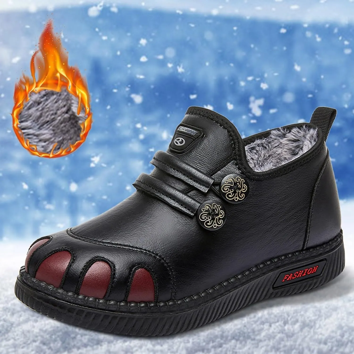 Womens Winter Snow Boots Wide Width Women Snow Boots Tall Women Winter Boots Slip on 8.5 Winter Dress Boots for Women Low Heel Botas Para Trabajo De Invierno Mujeres