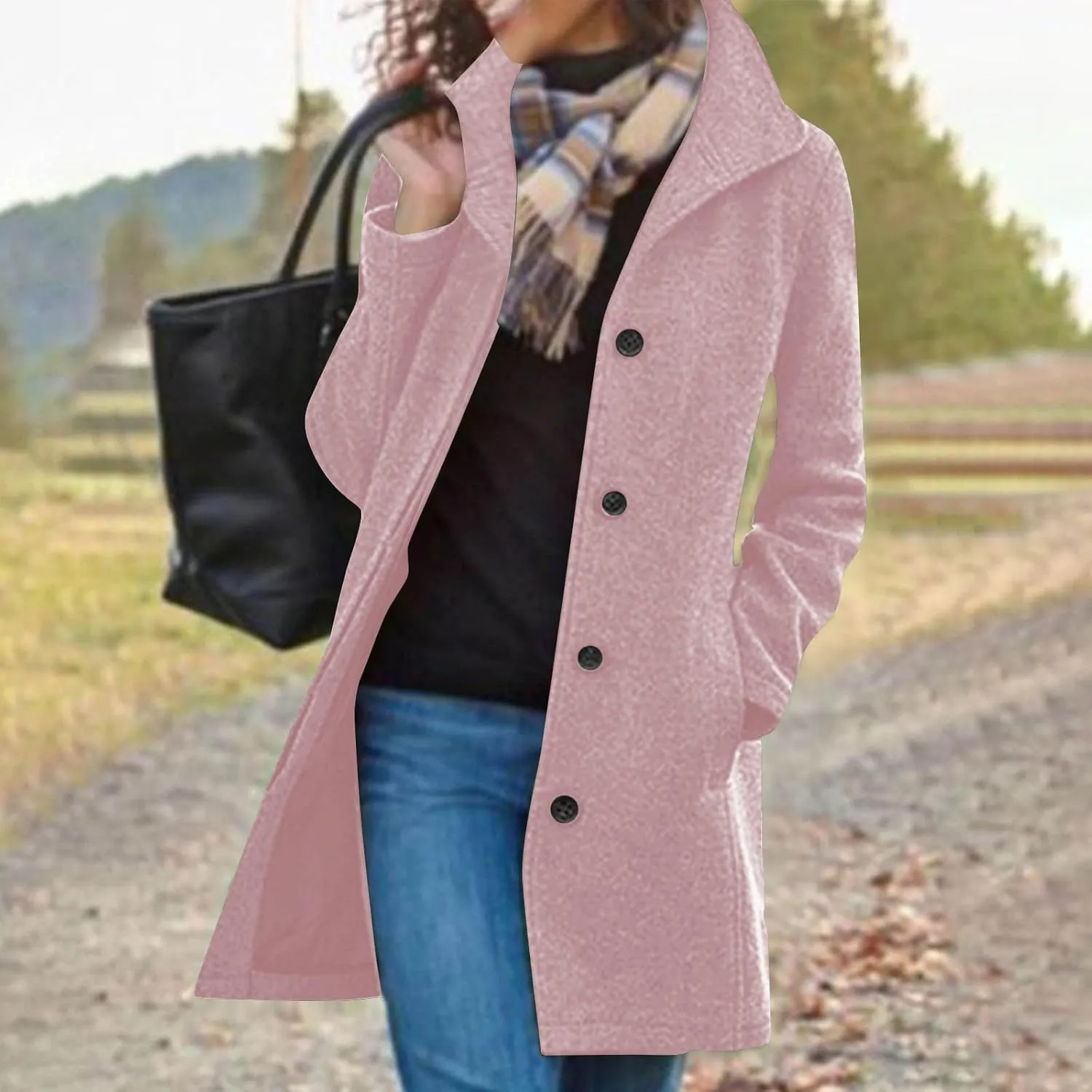 Women's Winter Wool Mid-Long Coat Lapel Single-Breasted Trench Coat Outwear Ladies Elegant Thicken Jacket Overcoats