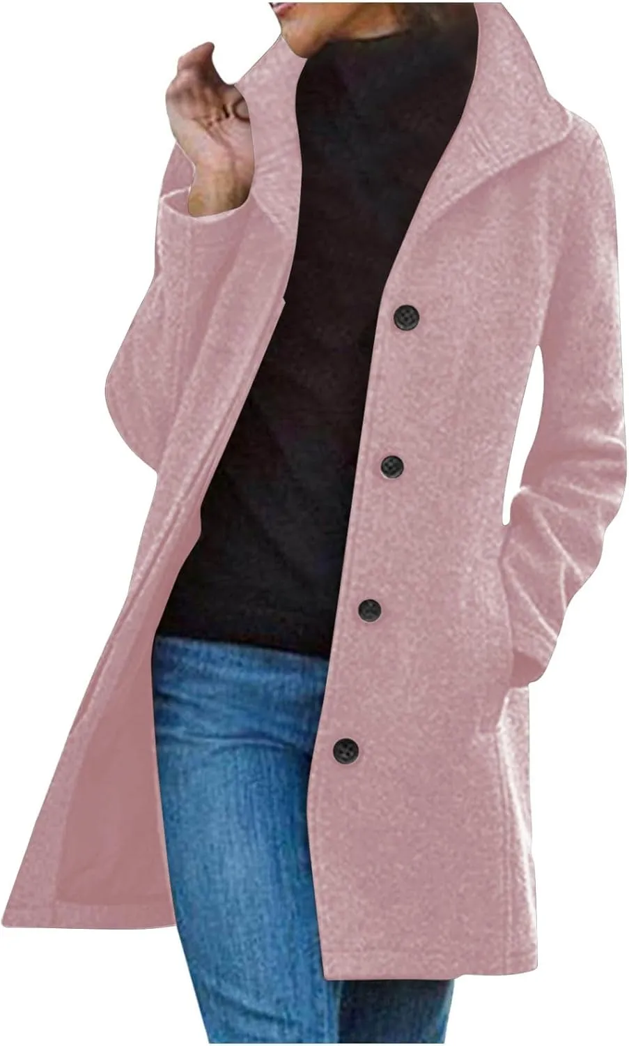 Women's Winter Wool Mid-Long Coat Lapel Single-Breasted Trench Coat Outwear Ladies Elegant Thicken Jacket Overcoats