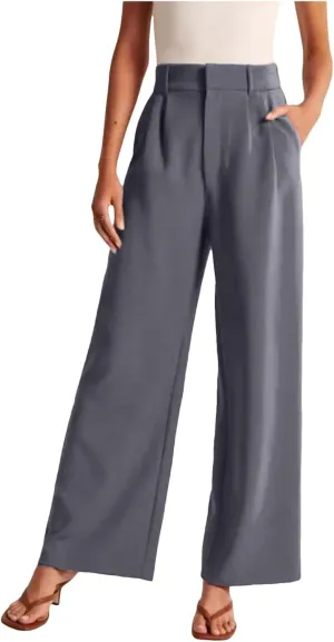 Womens Work Pants Plus Size Wide Leg Dress Pants Business Pants High Waist Chino Pants Straight Pants Comfy Trousers