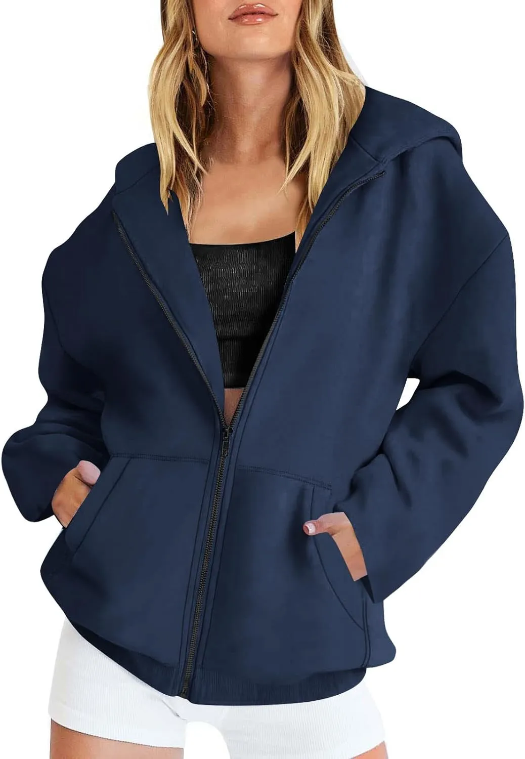 Womens Zipper Oversized Hoodies Winter Casual Sweatshirts Trendy Long Sleeve Fall Outfits with Pocket 2025 Clothes