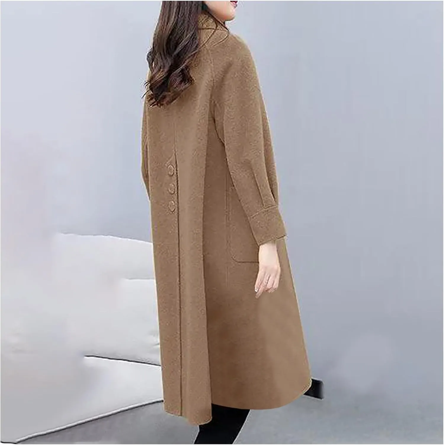 Wool Coats for Women Peacoat Single Breasted Trench Coats Casual Business Office Elegant Overcoat Open Front Cardigan