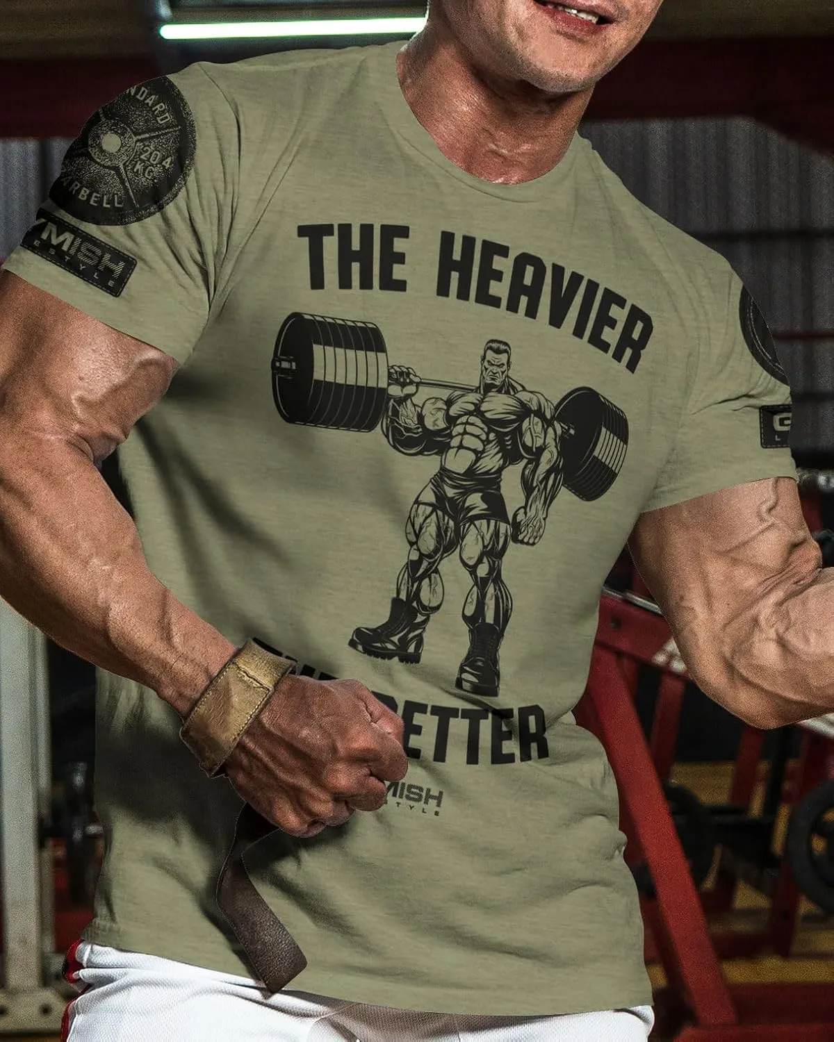 Workout Shirts for Men, The Heavier The Better Gym Shirt Funny Lifting T-Shirt