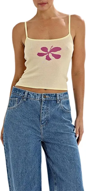 Y2k Tank Top Floral Spaghetti Strap Camisoles Women Sleeveless Flower Cami Top Summer Going Out Slim Fit Vest