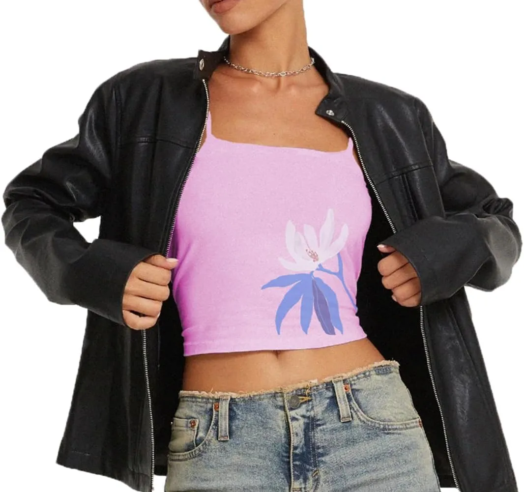 Y2k Tank Top Floral Spaghetti Strap Camisoles Women Sleeveless Flower Cami Top Summer Going Out Slim Fit Vest