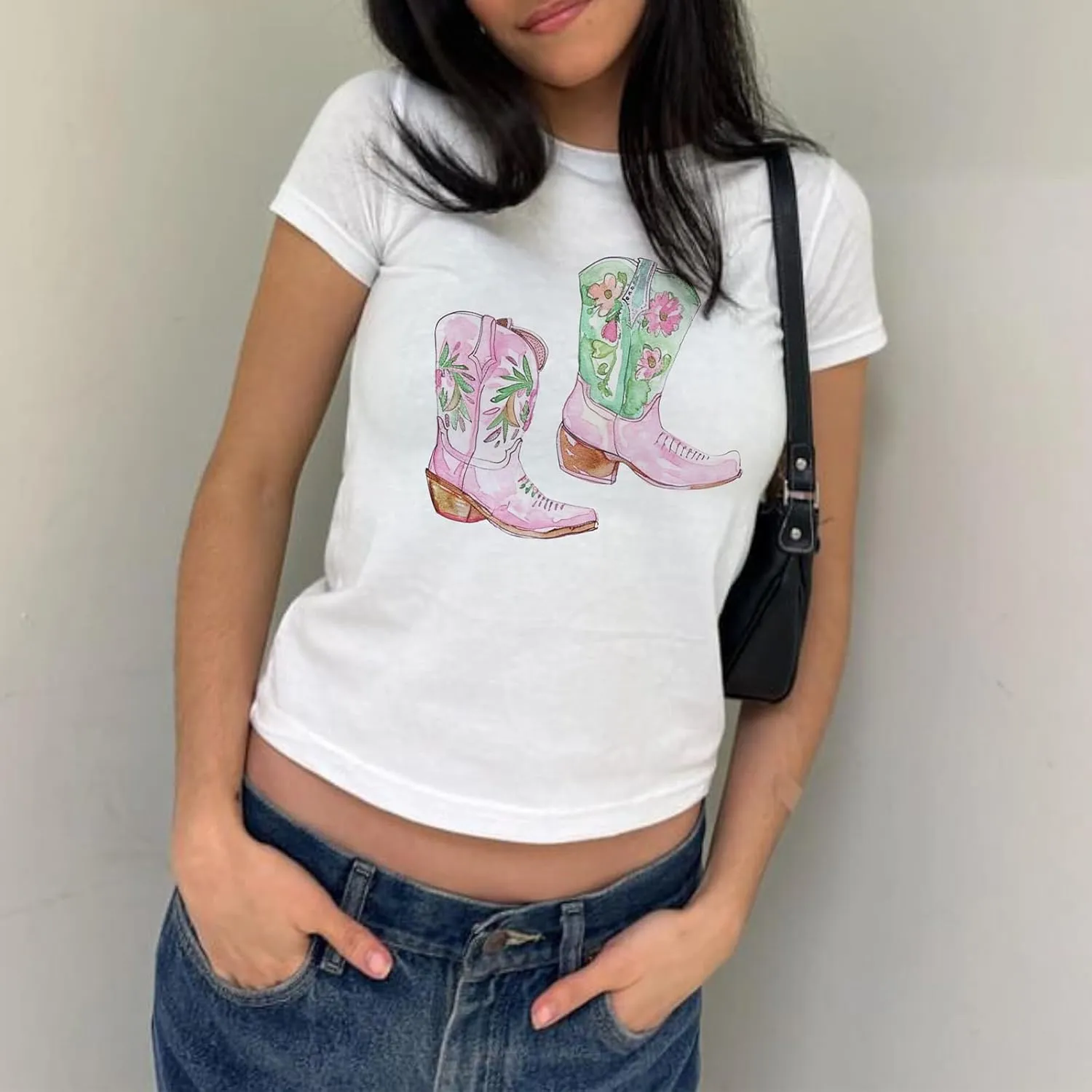 Y2k Women Short Sleeve Baby Tees Slim Fit Aesthetic Vintage Graphic Tops Casual Summer Trendy Pattern T Shirts